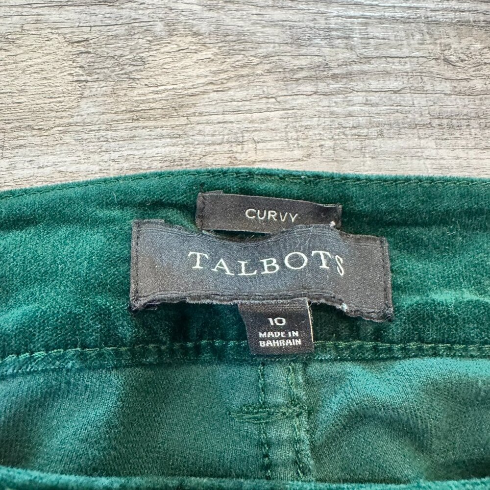Talbots Green Velvet Curvy Slim Leg Pants Size 10 M20 - Picture 2 of 6